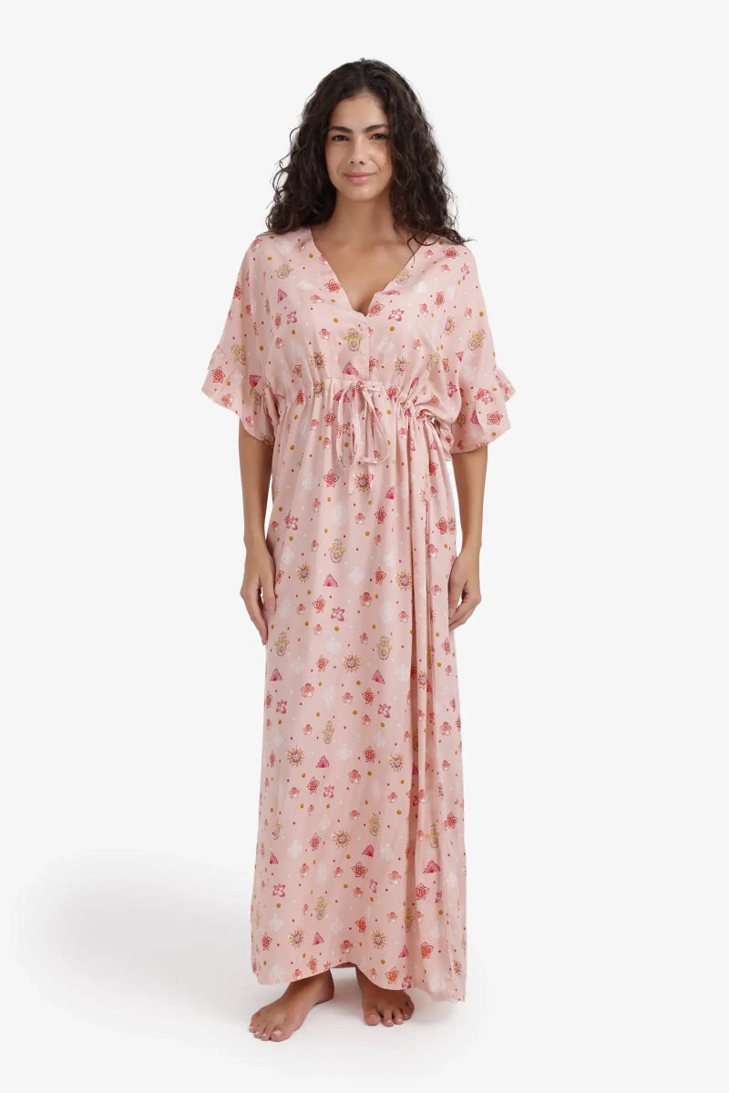 Carina Printed Tie-Back Nightgown - Image 1